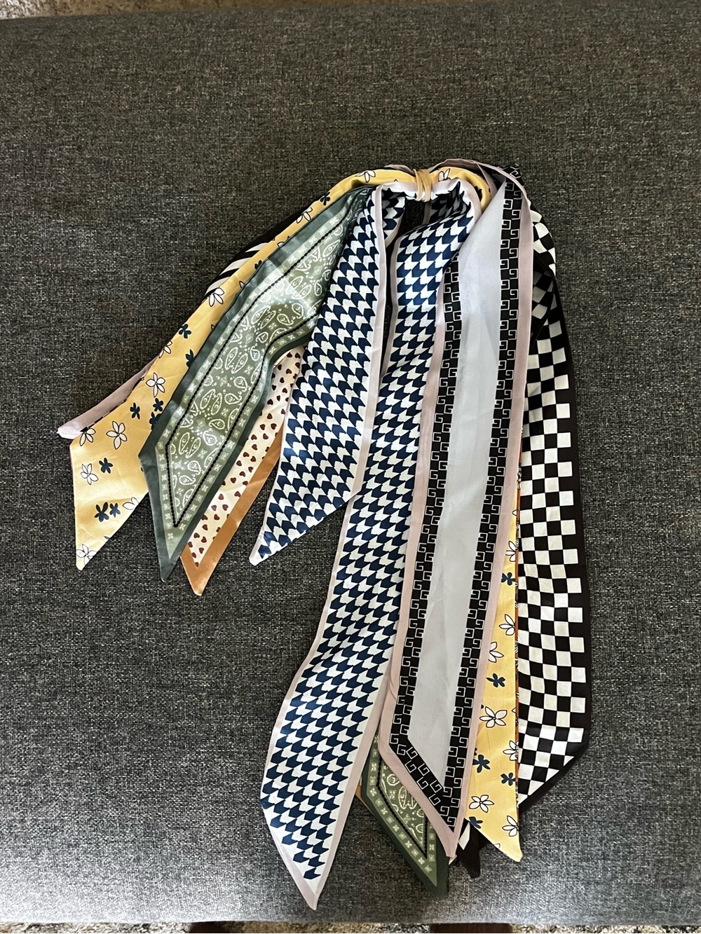 Skinny Scarf Bundle of 6 in Yellow, Blue, Black, Green